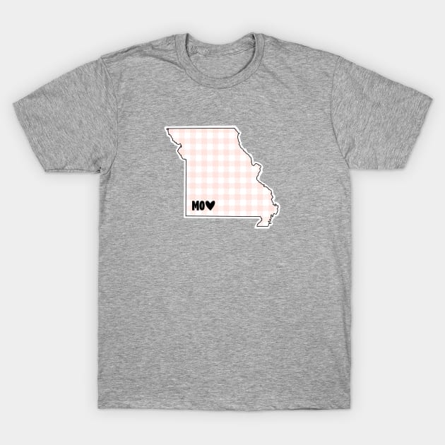 USA States: Missouri (pink plaid) T-Shirt by LetsOverThinkIt